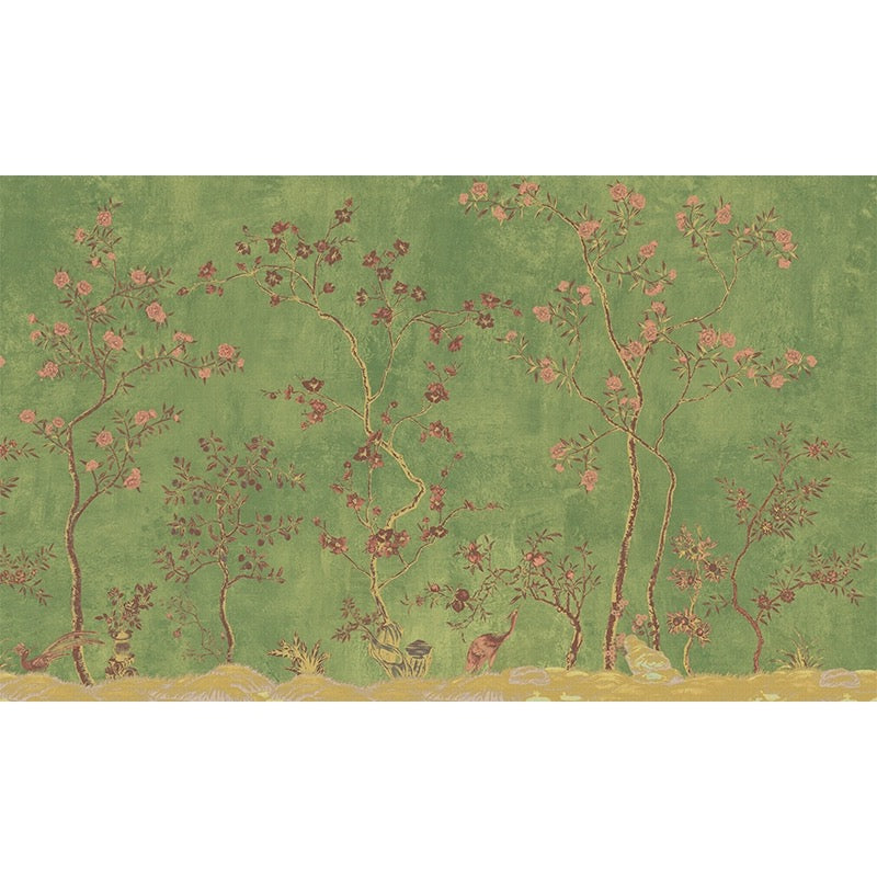 custom-wallpaper-vintage-pastoral-mural-birds-and-flowers