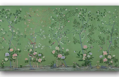 custom-wallpaper-vintage-pastoral-mural-birds-and-flowers