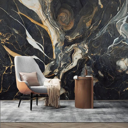 Bold Marble Effect Wallpaper Mural – Custom Luxury Metallic Wall Covering