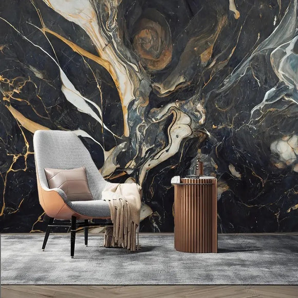 Custom Wallpaper Mural Bold Marble Effect Wall Covering(㎡)