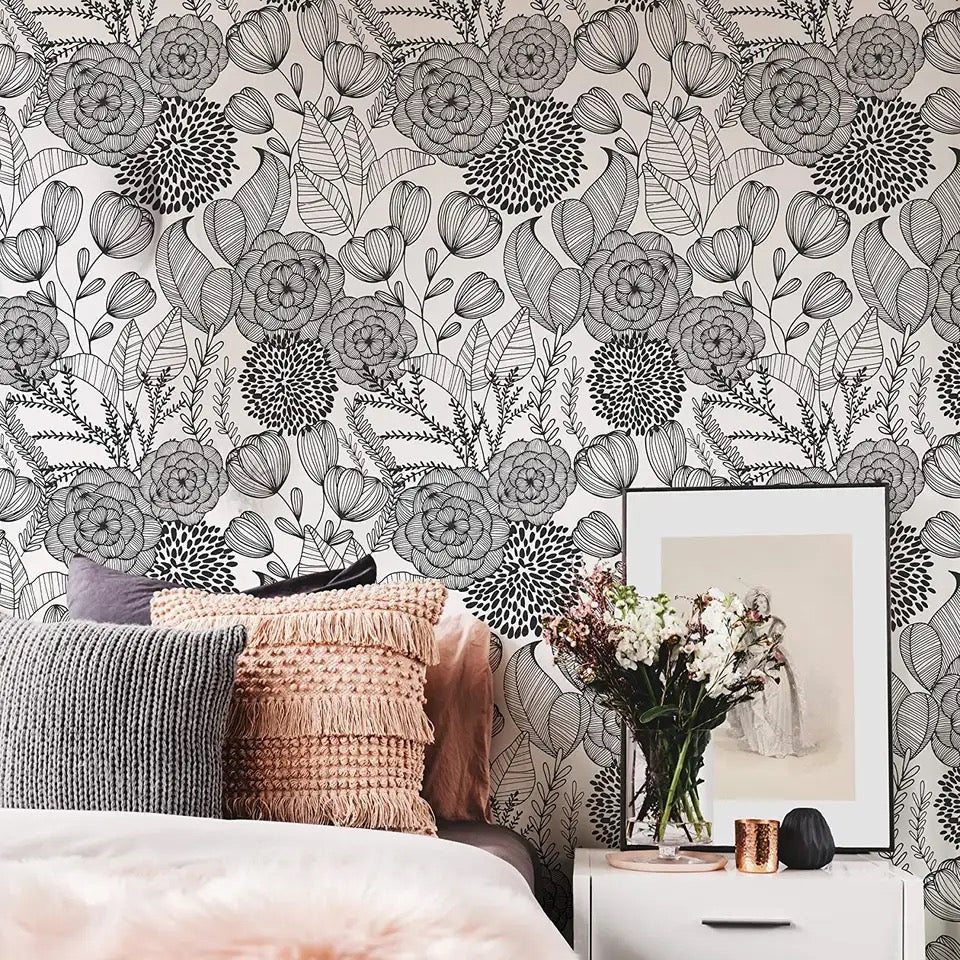 custom-wallpaper-minimalism-floral-mural-papier-peint