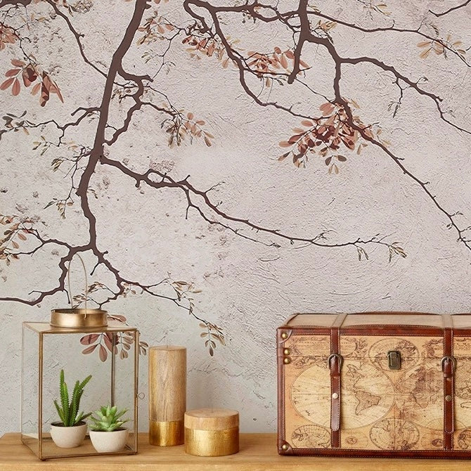 custom-wallpaper-vintage-pastoral-mural-birds-and-flowers