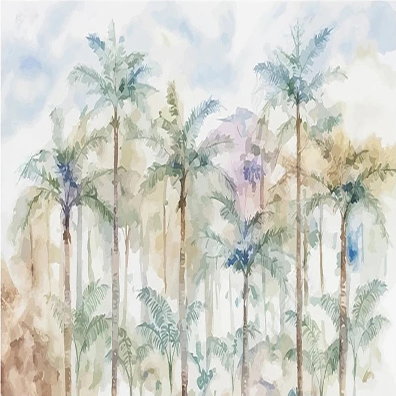 custom-wallpaper-mural-beautiful-watercolor-palm-trees-papier-peint