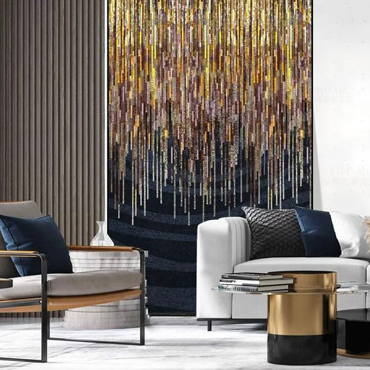 Custom Luxury Glass Mosaic Mural Wall Tiles Abstract Art