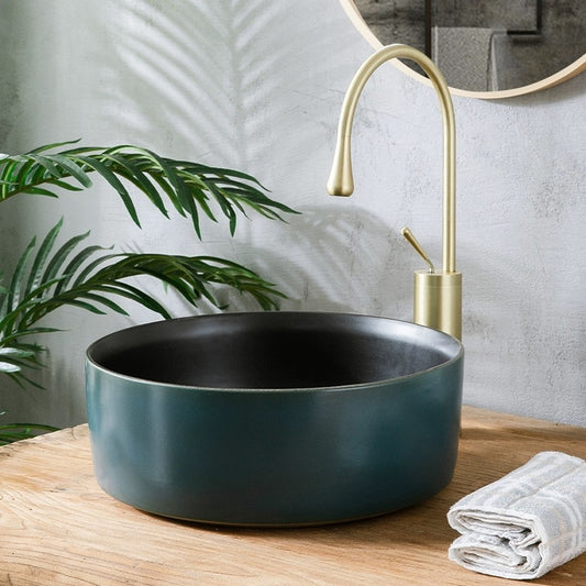 Small Size Chinese Ceramic Countertop Round Basin Lavabo Porcelain Bathroom Sink