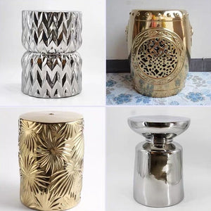 Gold ceramic garden stool cheap