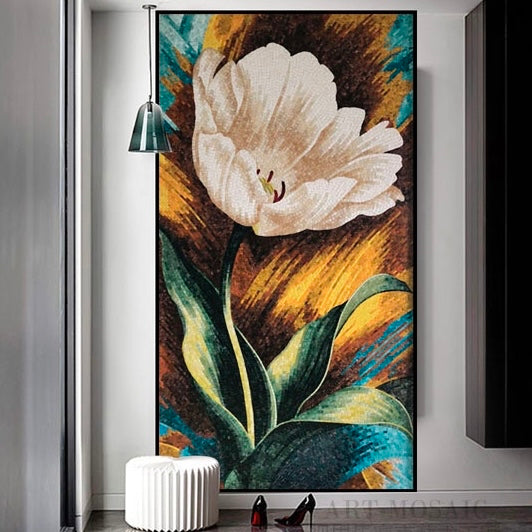 custom-glass-mosaic-mural-elegant-white-tulip