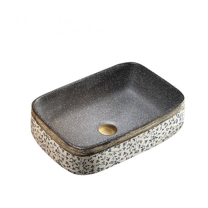 Design Chinese Ceramic Art Countertop Square Floral Basin Lavabo Porcelain Bathroom Sink