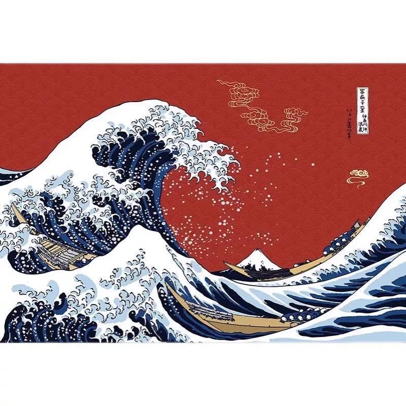 Modern Great Wave Wall Murals - Custom Japanese Ukiyo-e Wallpaper for Living Rooms & Offices