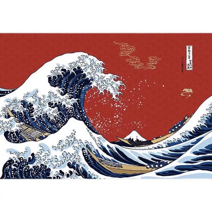 Modern Great Wave Wall Murals - Custom Japanese Ukiyo-e Wallpaper for Living Rooms & Offices