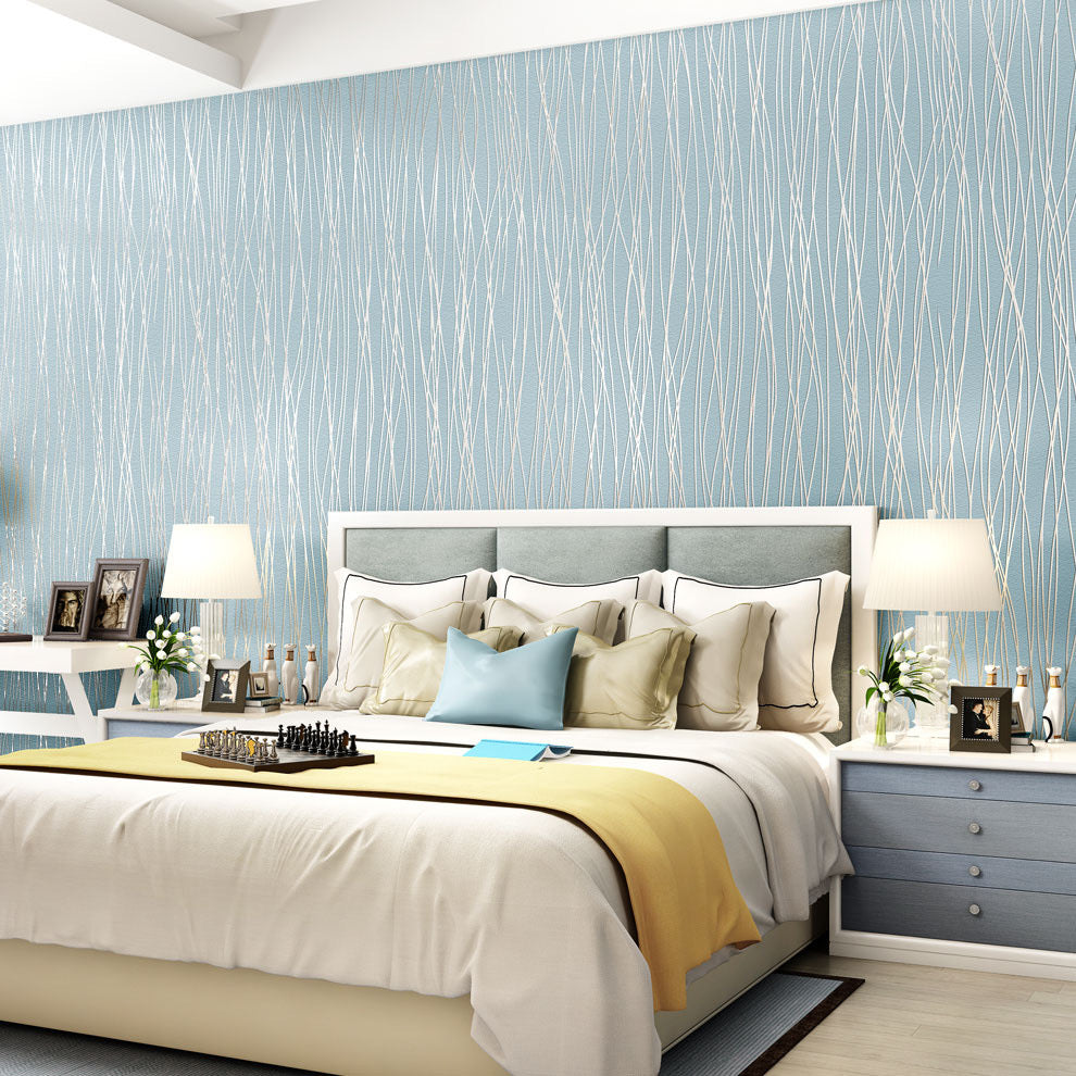 Modern-Solid-Color-Vertical-Striped-Wallpaper-wallcovering-living-room-bedroom