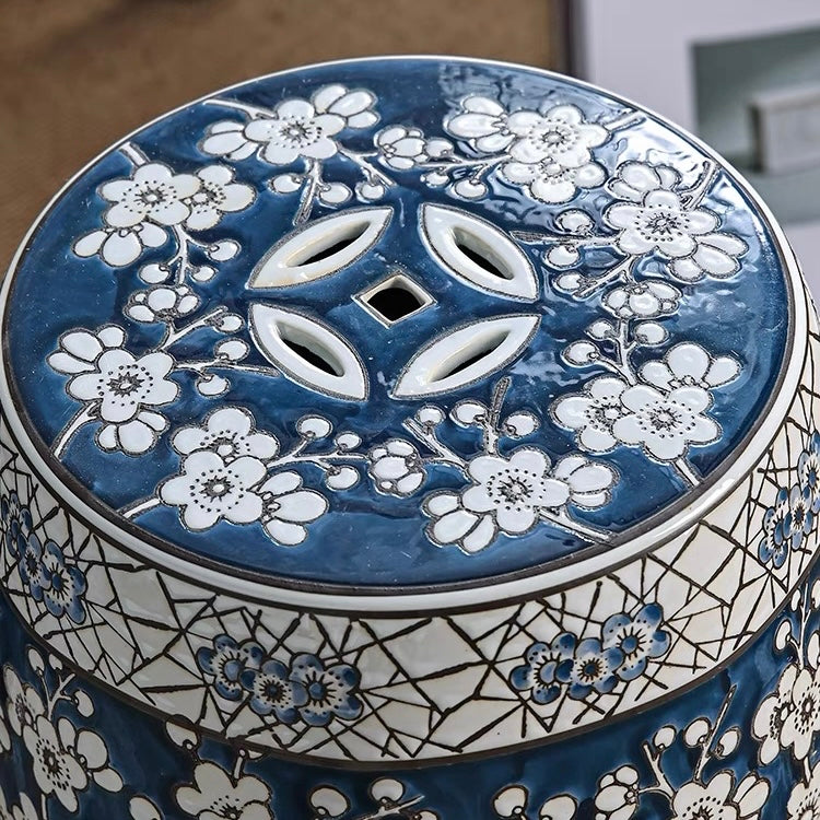 Chinese-style-blue and-white-porcelain-Ceramics-Stool-Side-Table-entryway-stool-home-decor-drum-stool