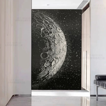 Custom Luxury Glass Mosaic Mural Wall Moon Surface