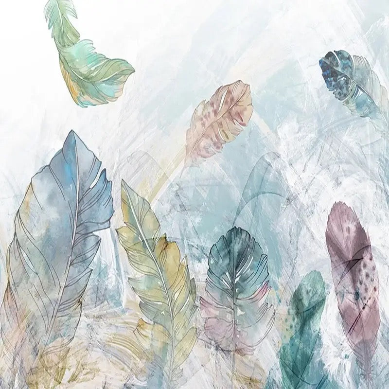 Custom Wallpaper Mural Beautiful Watercolor Leaves (㎡)