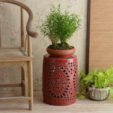 Entryway-Stool-Ottoman-Side-Table-End-Table-Garden-Stool-porcelain-ceramic-drum-stool-new-chinese-style-home-décor-matte-red