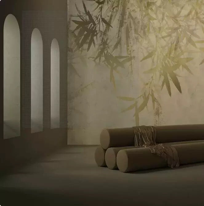 custom-wallpaper-mural-retro-abstract-bamboo-leaves