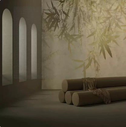 custom-wallpaper-mural-retro-abstract-bamboo-leaves