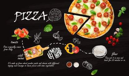 Retro Blackboard Motorcycle Wallpaper Mural for Restaurants (㎡)