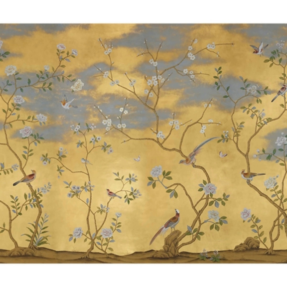 custom-wallpaper-vintage-pastoral-mural-birds-and-flowers