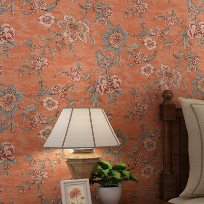 Retro American Style Floral Mural Wallpaper 8 Color Options (㎡)