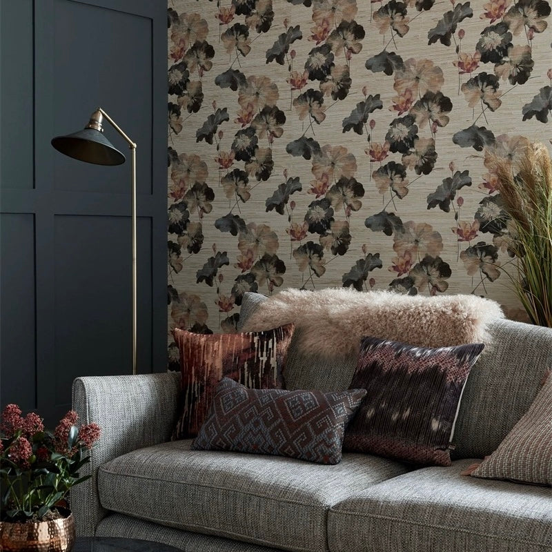custom-wallpaper-mural-retro-lotus-flowers
