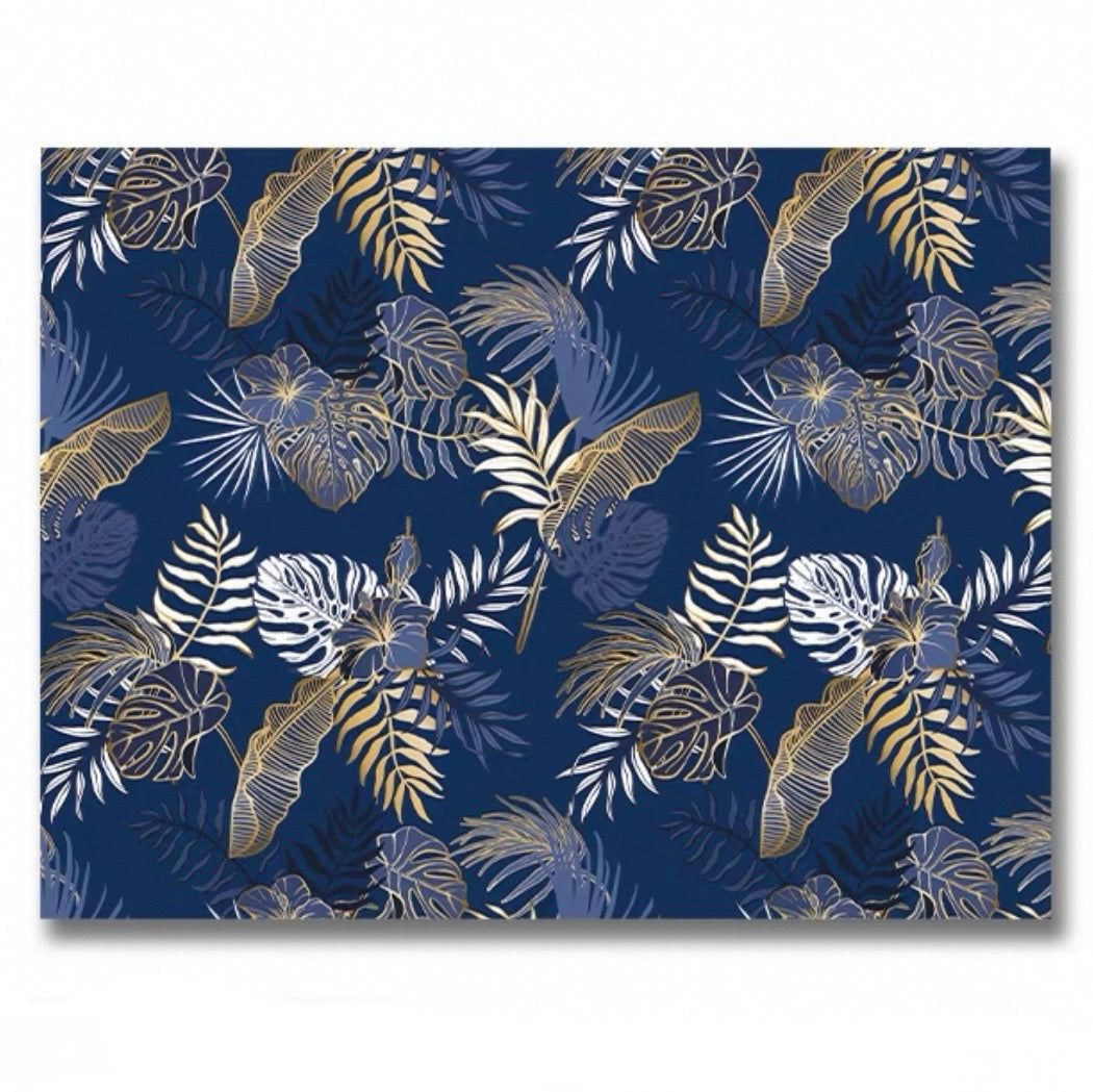 custom-blue-wallpaper-mural-for-living-room-tropical-leaves