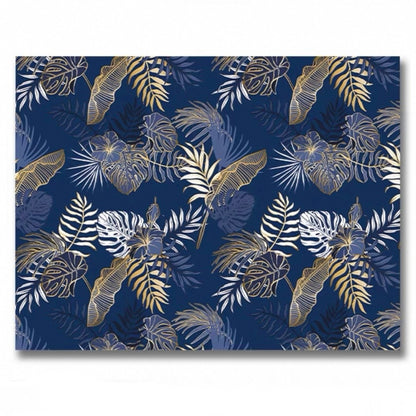 custom-blue-wallpaper-mural-for-living-room-tropical-leaves