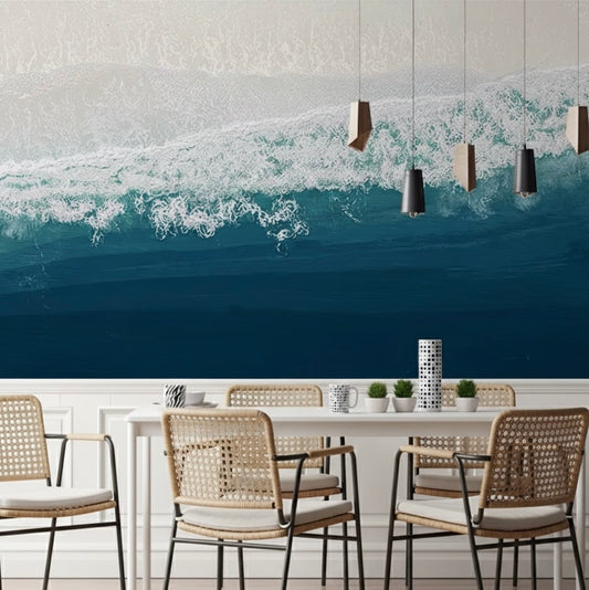 Custom Aerial Ocean Wave Mural | Modern Coastal Art Wallpaper