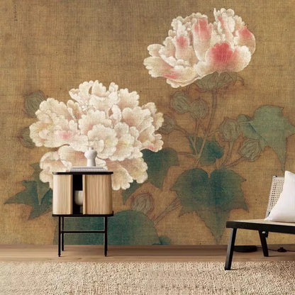 Antique Peony Wallpaper Mural Vintage Chinoiserie Art 