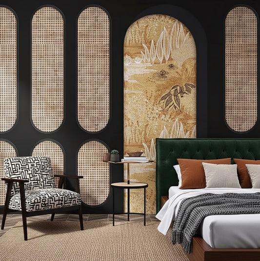 Art Deco Cane & Black Arch Custom Wallpaper Mural - Non-Pasted, Statement Wall