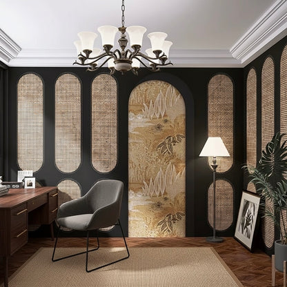 Art Deco Cane & Black Arch Custom Wallpaper Mural - Non-Pasted, Statement Wall