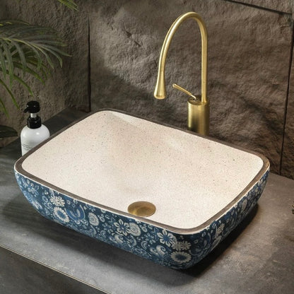 Fashion Chinese Ceramic Art Countertop Square Basin Lavabo Porcelain Bathroom Sink