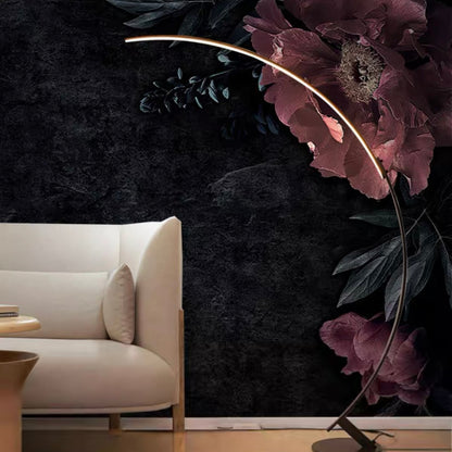 Custom bold floral mural wallpaper for dark interiors – premium wall decor with intricate designs
