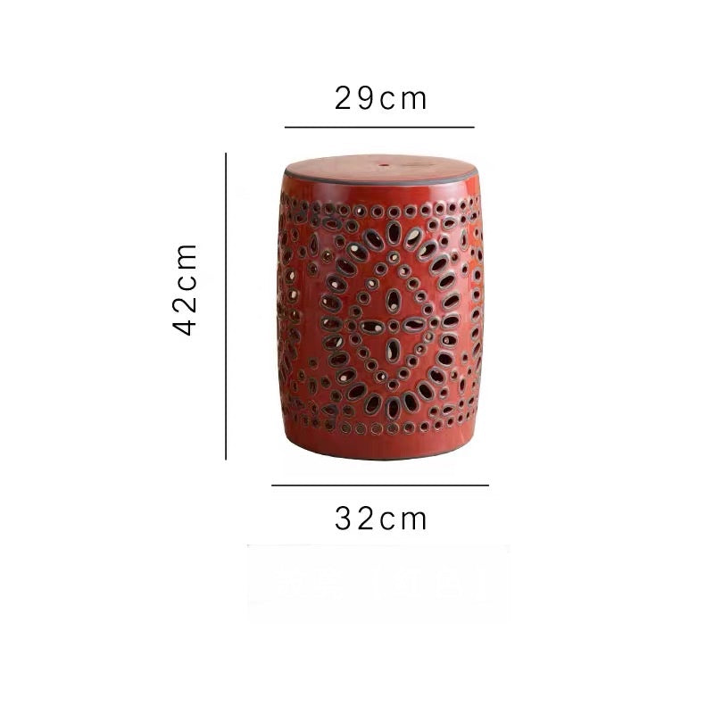 Entryway-Stool-Ottoman-Side-Table-End-Table-Garden-Stool-porcelain-ceramic-drum-stool-new-chinese-style-home-décor-red