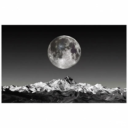 Celestial Peaks Custom Black White Mountain Moon Mural
