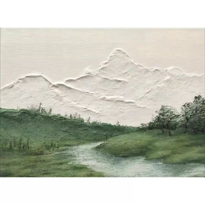 Custom 3D Texture Mountain Mural | Impasto Art Style Landscape Wallpaper