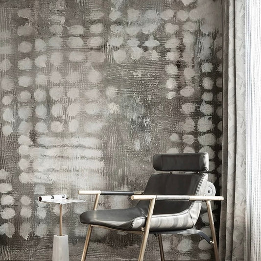 Custom Abstract Textured Dot Wall Mural - Modern Grey & Silver Metallic Art Wallpaper | Peel & Stick or Traditional