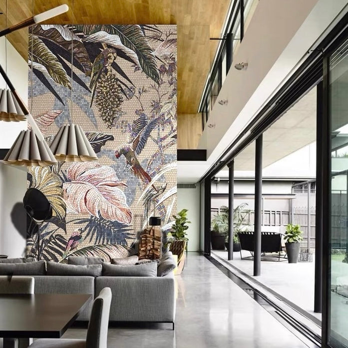 custom-glass-mosaic-mural-rainforest-leaves-and-birds