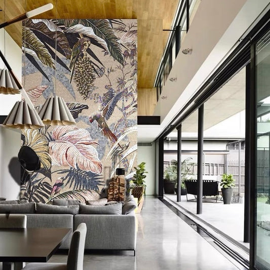 custom-glass-mosaic-mural-rainforest-leaves-and-birds