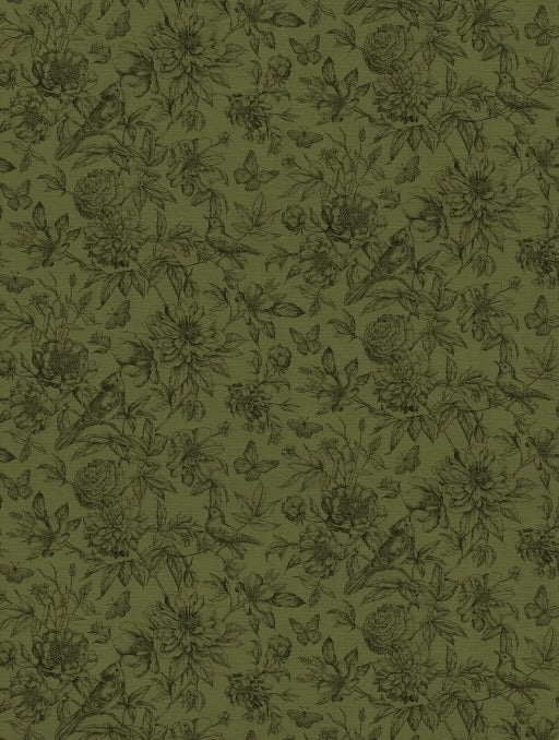 Floral pattern on a green background