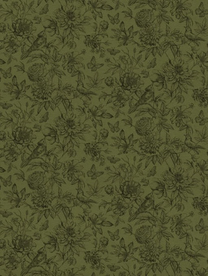 Floral pattern on a green background