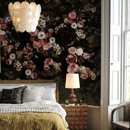 Dark Floral Opulence Wallpaper Mural | Dutch Masters Vintage Rose Non-Pasted Wallcovering