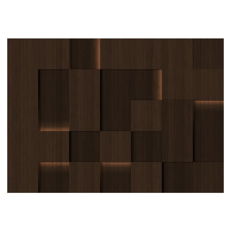 Dark Walnut 3D Panel Wallpaper Mural - Non-Pasted Wood Effect