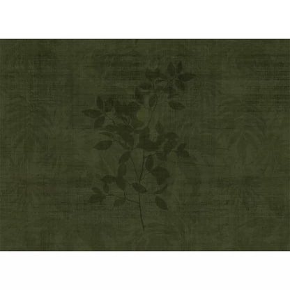Custom Deep Forest Green Botanical Silhouette Wallpaper Mural