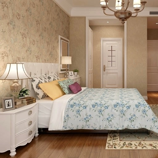 Retro American Style Floral Mural Wallpaper 8 Color Options (㎡)