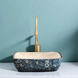 Fashion Chinese Ceramic Art Countertop Square Basin Lavabo Porcelain Bathroom Sink