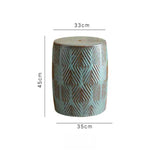 Ceramic Drum Stool Retro Blue Green Decorative Stool
