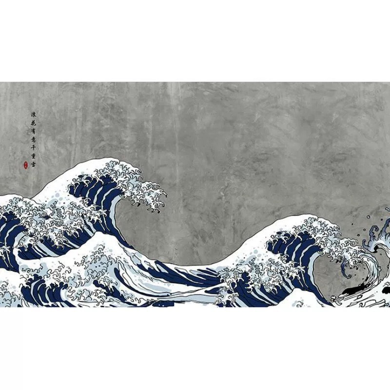 Modern Great Wave Wall Murals - Custom Japanese Ukiyo-e Wallpaper for Living Rooms & Offices