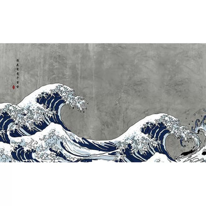 Modern Great Wave Wall Murals - Custom Japanese Ukiyo-e Wallpaper for Living Rooms & Offices