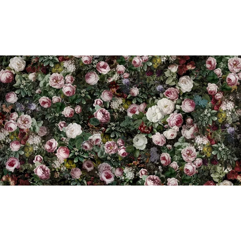 Custom Retro Floral Wall Mural – Bold Botanical Wallpaper in Vintage Colors